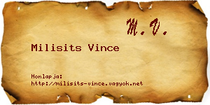 Milisits Vince névjegykártya